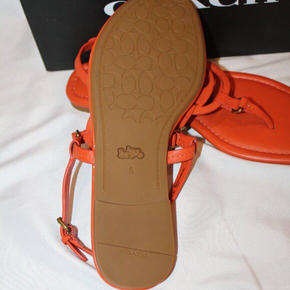 NIB COACH WOMEN'S JERI LEATHER THONG SANDALS GERANIUM SZ 8 - Picture 4 of 5